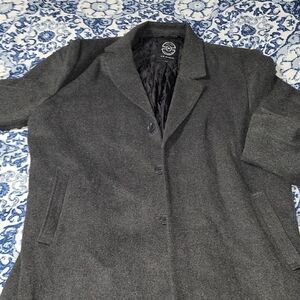 Mens Haggar Mid-length Single Breasted Brushed Twill Topcoat